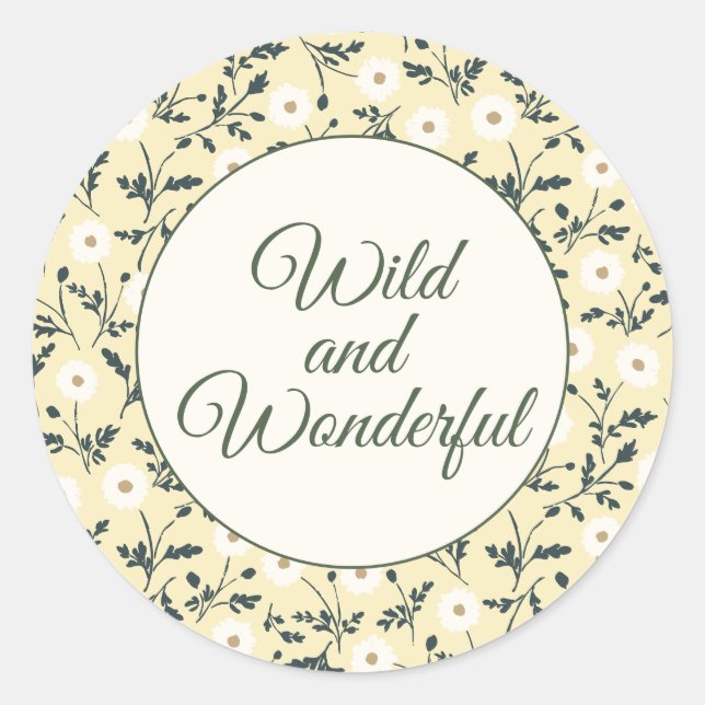 Whispering Meadow - Butter Yellow Floral Border Runder Aufkleber (Vorderseite)