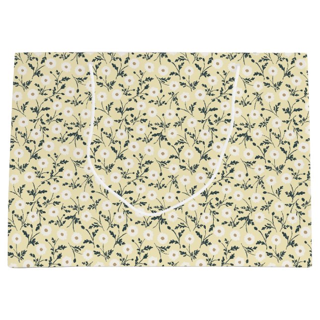 Whispering Meadow - Butter Yellow Floral Pattern Große Geschenktüte (Vorderseite)