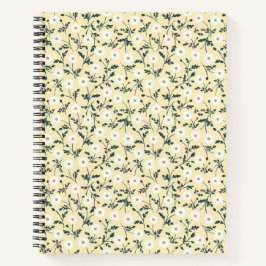Whispering Meadow - Butter Yellow Floral Pattern Notizbuch