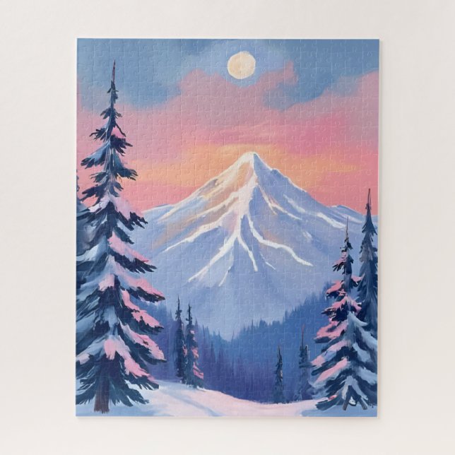 Whispering Winter Peaks Mountain Pastel Pink Sky (Vertikal)