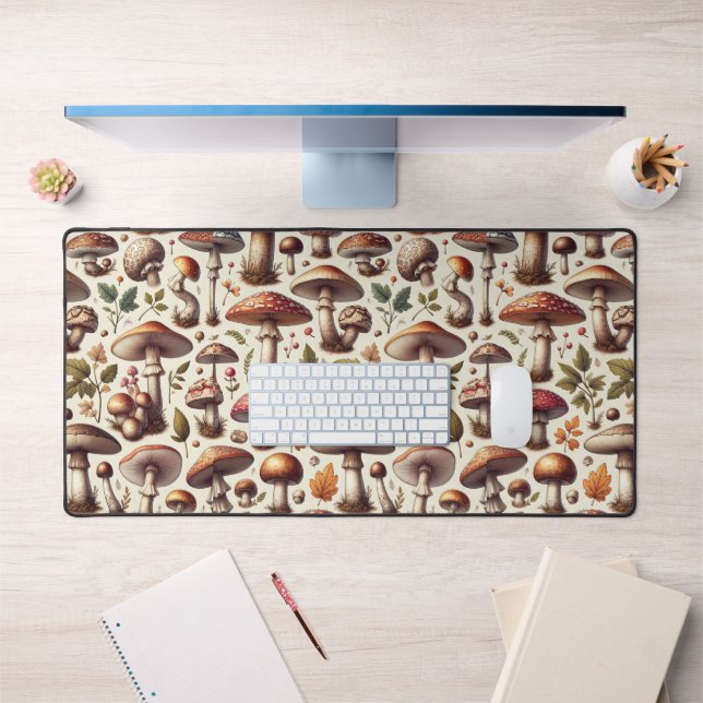 Whispering Woods : Motif de champignons sans soudu (Bureau 1)