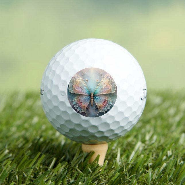 Whispers of Color: Pastel Fractal Butterfly Dream Golfball (Insitu T-Shirt)