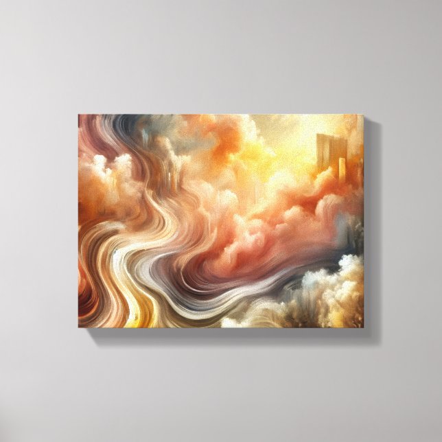 Whispers of Light Abstract Flow in Golden Clouds Leinwanddruck (Vorderseite)