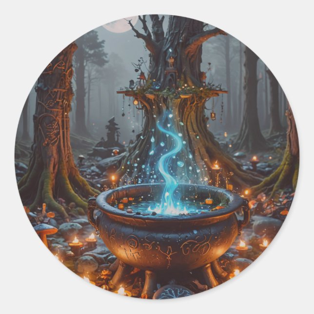 Whispers of Magic Beneath the Moon Runder Aufkleber (Vorderseite)