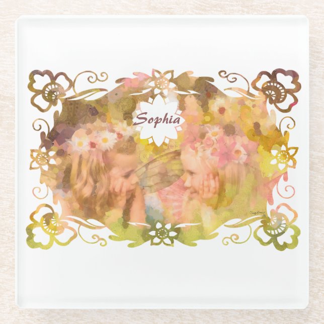Whispers of Magic: Two Fairy Friends in a Garden Glasuntersetzer (Vorderseite)
