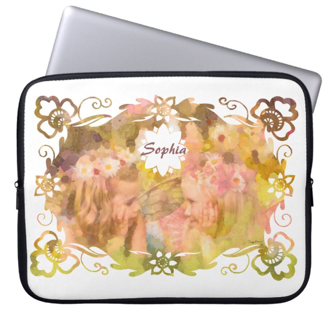 Whispers of Magic: Two Fairy Friends in a Garden Laptopschutzhülle (Vorderseite)