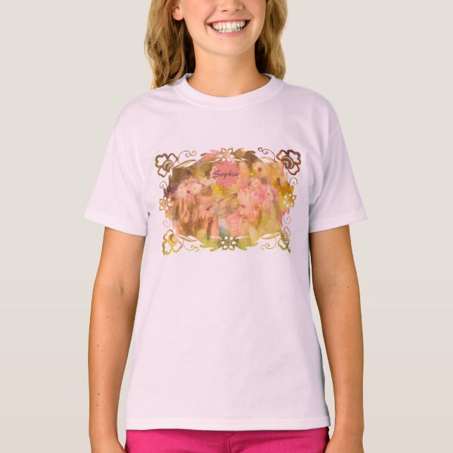 Whispers of Magic: Two Fairy Friends in a Garden T-Shirt (Vorderseite)