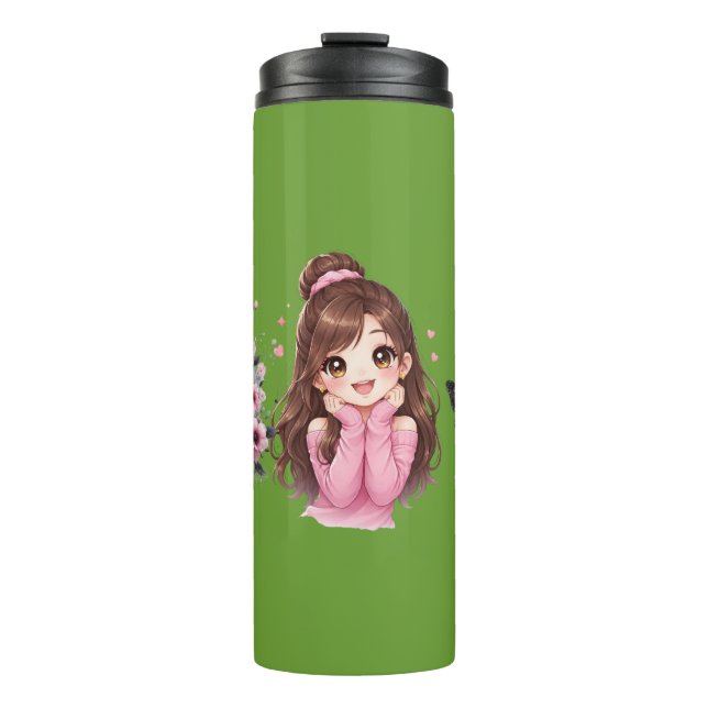 Whispers of Paris Petals Over the Eiffel A Butterf Thermosbecher (Vorderseite)