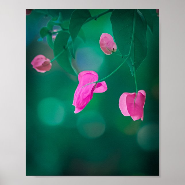 🌸 Whispers of Pink in Emerald Hues 🌿 Poster (Vorne)