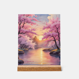 Whispers of Sakura at Sunset Acrylschild