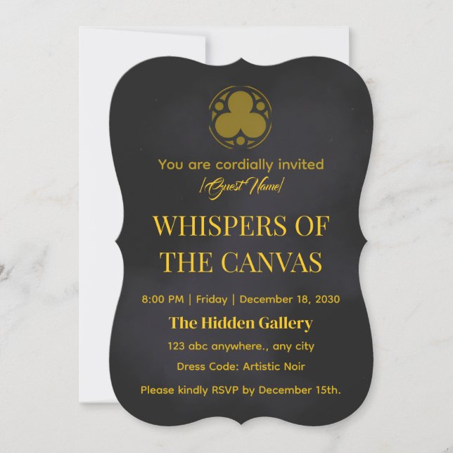Whispers of the Canvas | Elegant Art Exhibition Einladung (Vorderseite)