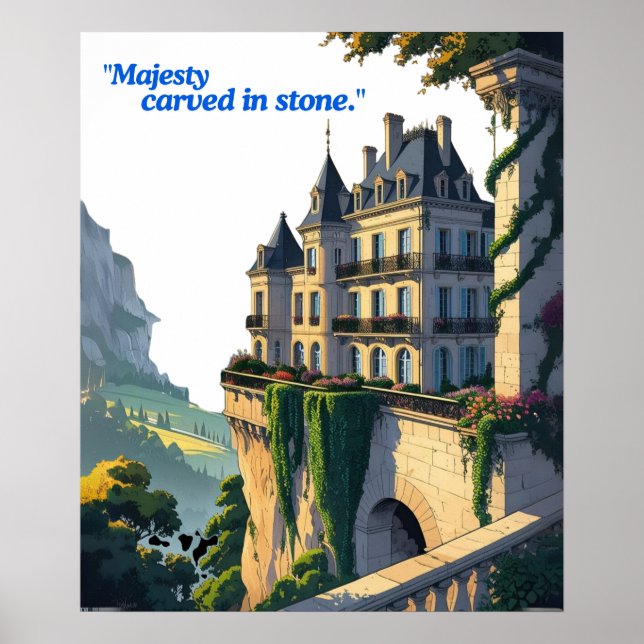 "Whispers of the Château – Elegant Palace Line Art Poster (Vorne)