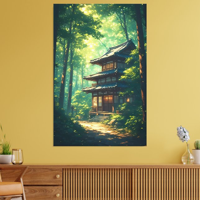 Whispers of the Forest: A Hidden Japanese Retreat Leinwanddruck (Insitu (Wohnzimmer))