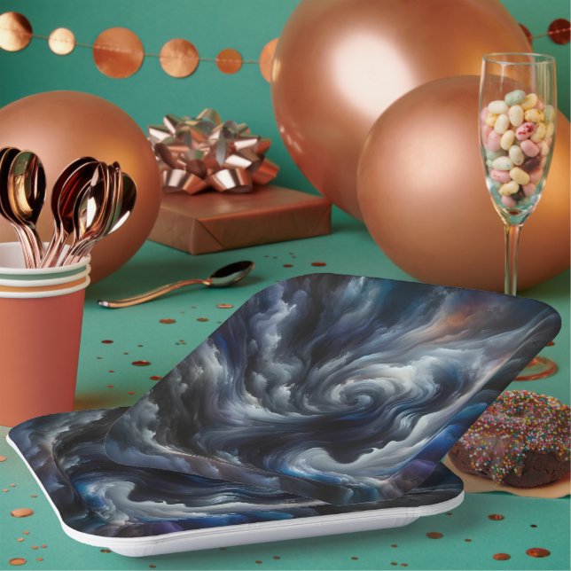 Whispers of the Storm Abstract Face in the Cloud Pappteller (Multi)