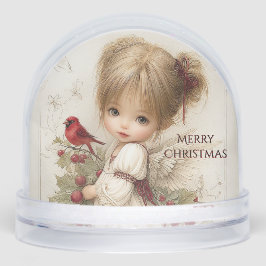 Whispers of Winter – Fairy Child with Cardinal  Schneekugeln