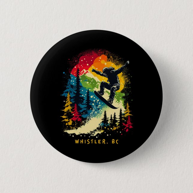 Whistler Bc Canada Snowboarder Snowboarder Resort Button (Vorderseite)