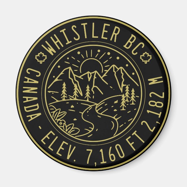 Whistler British Columbia Canada Minimalistisch Sk Magnet (Vorne)
