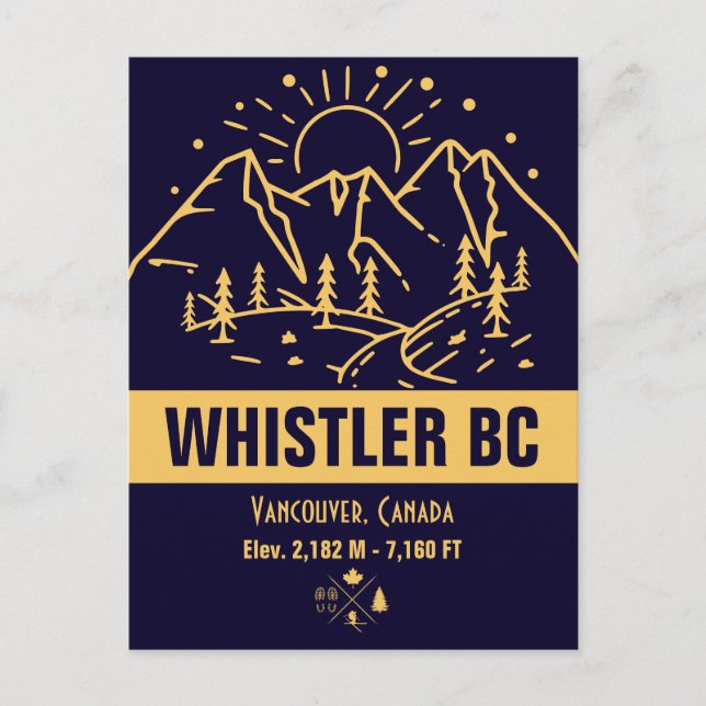 Whistler British Columbia Canada Minimalistisch Sk Postkarte (Vorderseite)