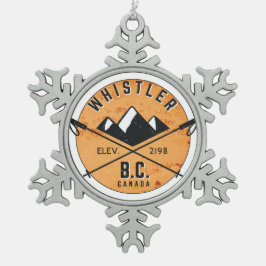 Whistler British Columbia Canada Skiing Snowboard Schneeflocken Zinn-Ornament