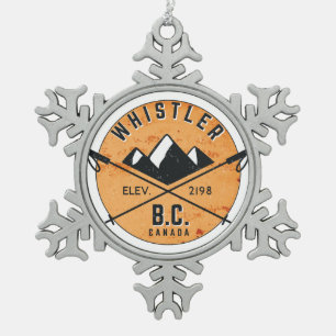 Whistler British Columbia Kanada Skifahren Snowboa Schneeflocken Zinn-Ornament