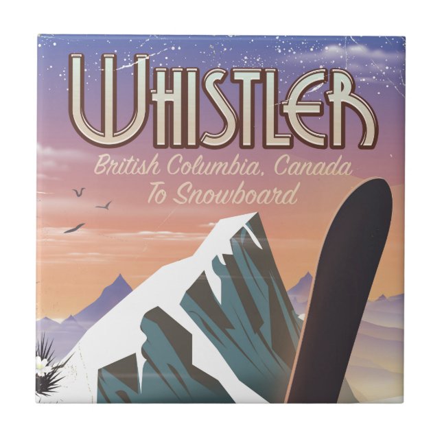Whistler British Columbia Snowboardplakat Fliese (Vorderseite)