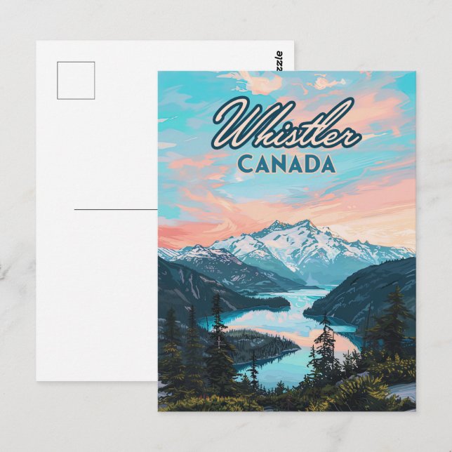 Whistler Canada British Columbia Ski Resort Retro Postkarte (Vorne/Hinten)
