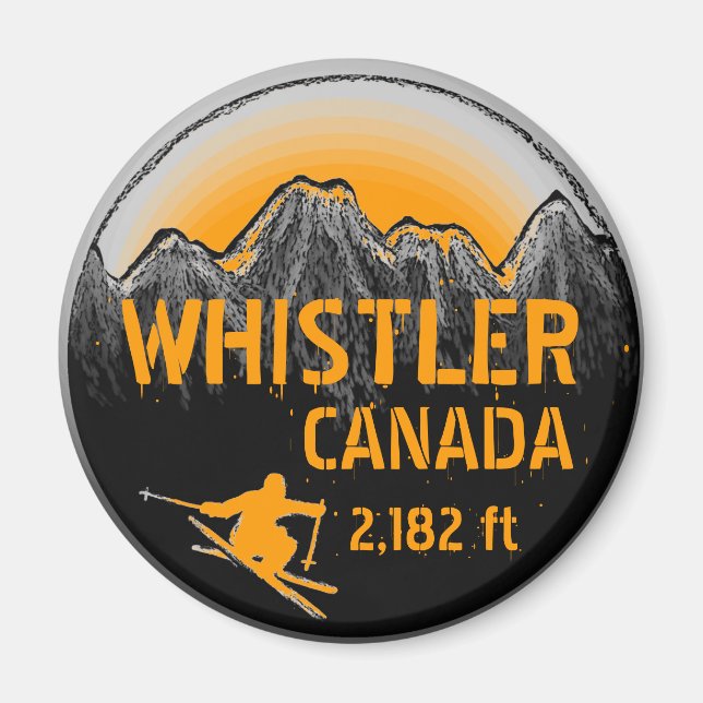 Whistler Canada orange Ski Art Magnet (Vorne)