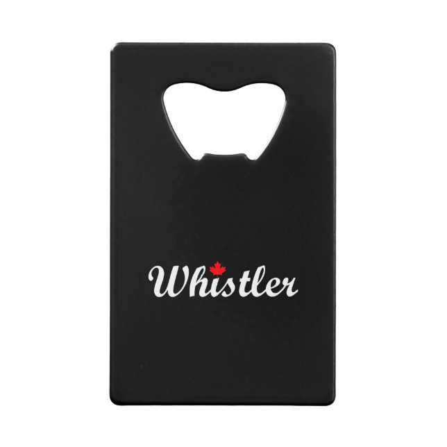 Whistler Canada Script Text Maple Leaf Dark Geldbeutel Flaschenöffner (Vorderseite)