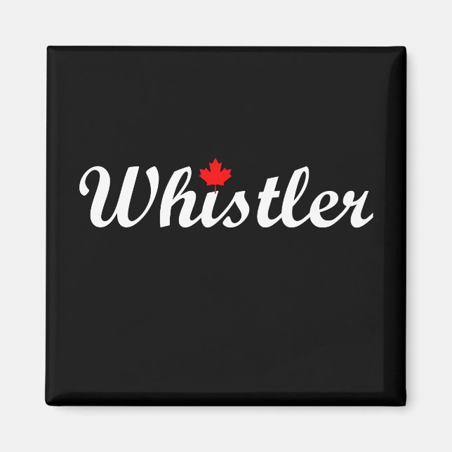 Whistler Canada Script Text Maple Leaf Dark Magnet (Vorne)