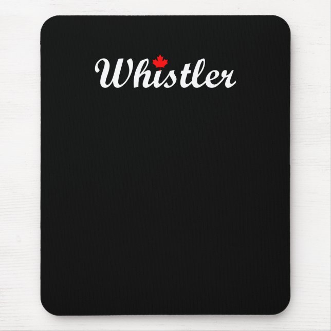 Whistler Canada Script Text Maple Leaf Dark Mousepad (Vorne)