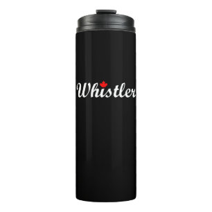 Whistler Canada Script Text Maple Leaf Dark Thermosbecher