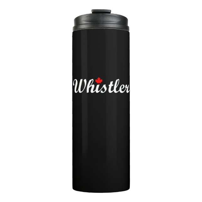 Whistler Canada Script Text Maple Leaf Dark Thermosbecher (Vorderseite)