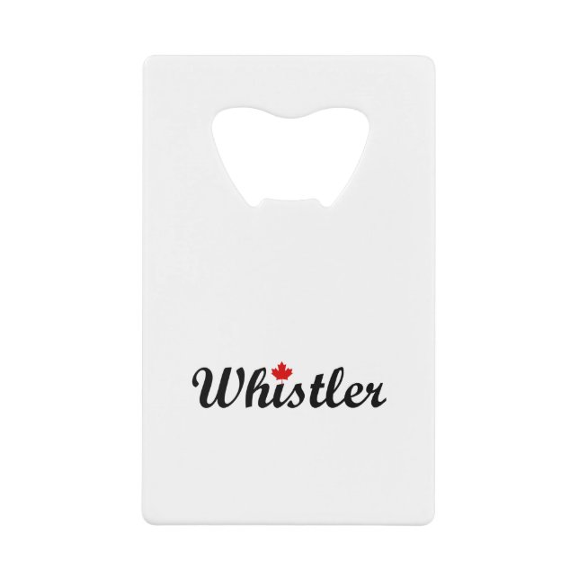 Whistler Canada Script Text Small Maple Leaf Geldbeutel Flaschenöffner (Vorderseite)