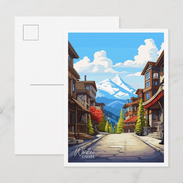 Whistler Canada Vintage Travel Illustration Postkarte (Vorne/Hinten)