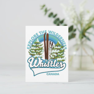 Whistler Kanada, erkunde die Wildnis, Ski-Logo Postkarte