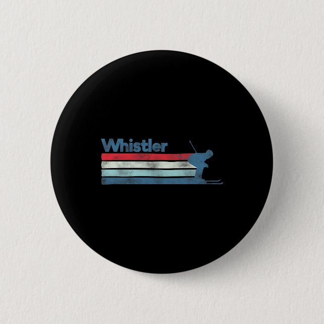Whistler Kanada Retro-Ski  Button (Vorderseite)