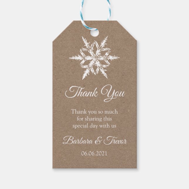 Whit & Kraft Snowflakes WinterWedding Danke Geschenkanhänger (Vorderseite)