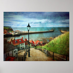 Whitby Harbour von 199 Stufen Poster