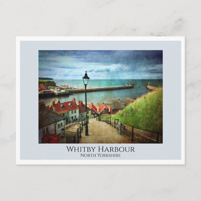 Whitby Harbour von 199 Stufen Postkarte (Vorderseite)