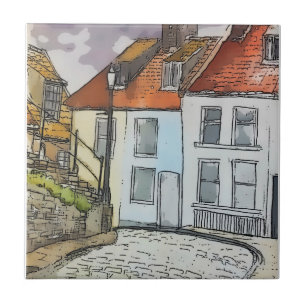 Whitby Steps Scarborough Original Painting Fliese