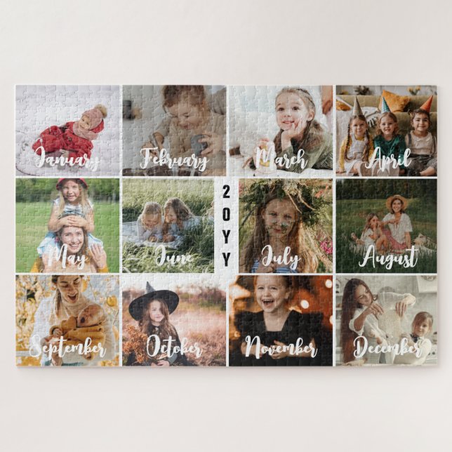White 12 Foto Months & Year Collage (Horizontal)