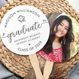 White 1 Foto Abschluss Graue Script-Herz-Cap Fächer