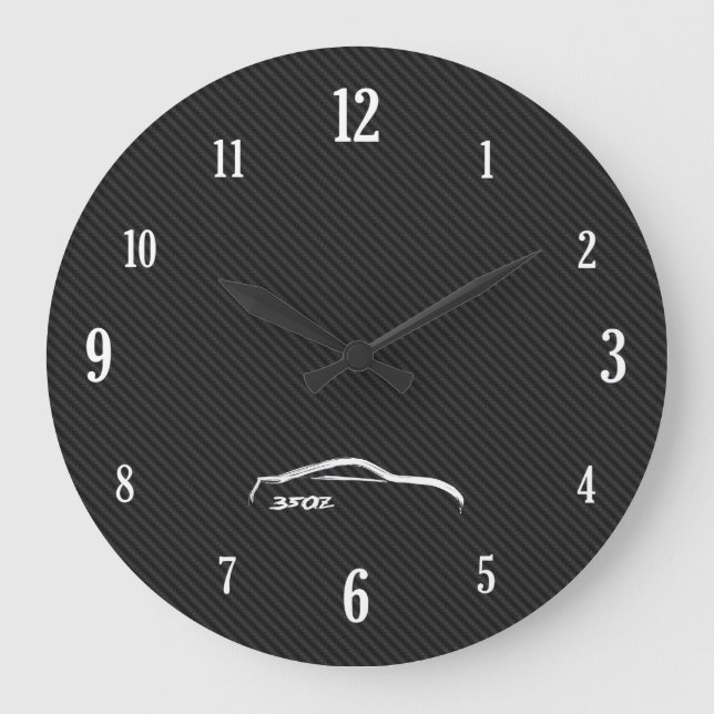 White 350Z Brushstroke Logo Große Wanduhr (Vorderseite)