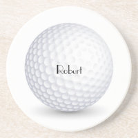 White 3-D Golf Ball Round Sandstone Untersetzer