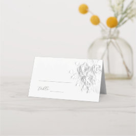 White 3D Flowers Wedding Place Card Platzkarte