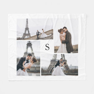 White 4 Foto Gallery und Monogramm Fleecedecke