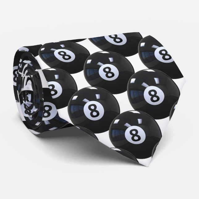White 8 Ball Billiards Pool Player Cool Krawatte (Gerollt)