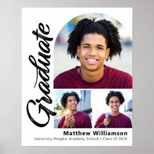 White Abschluss 3 Foto Bold Arch Black Script Poster