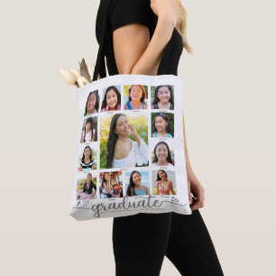 White Abschluss K-12 Script FotoCollage Modern Tasche