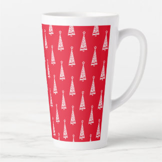 White Abstract Christmas Tree Star Red Milchtasse
